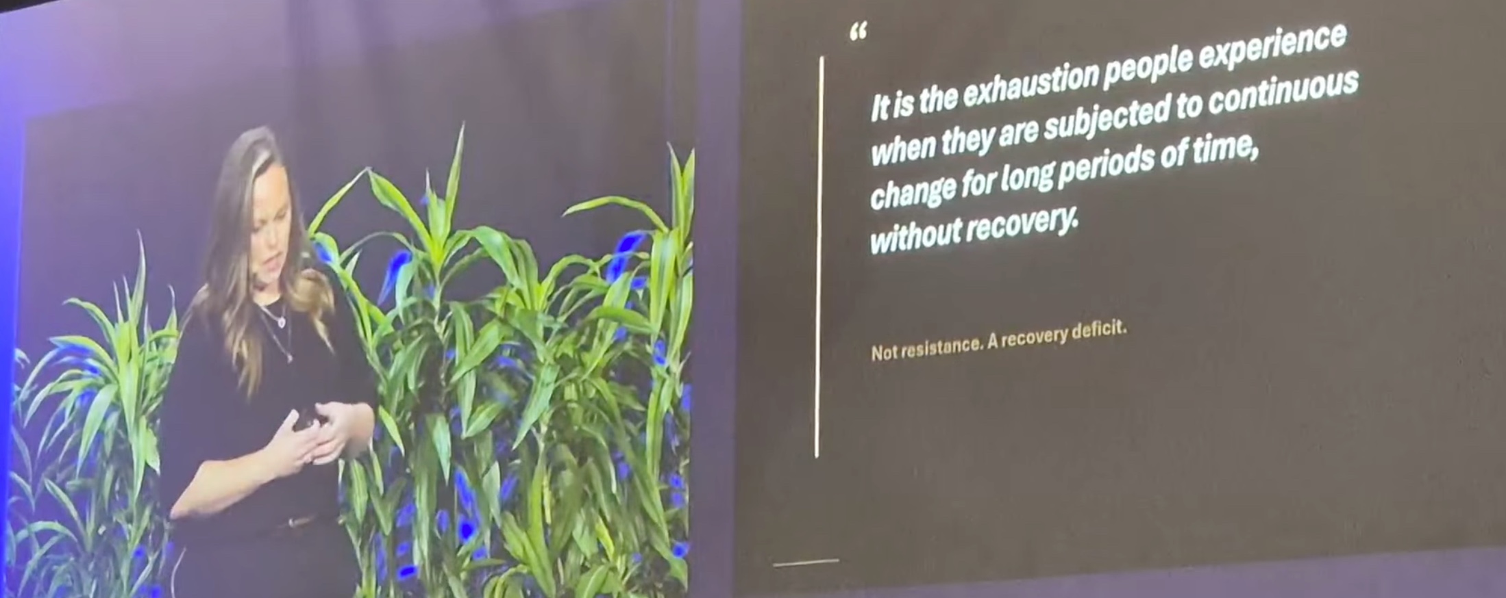 Abbie Stevens presenting her definition of transformation fatigue at the CIO Innovation Summit